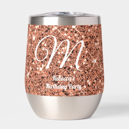 Elegant Roos Gold Glitter Monogram (Voorkant)