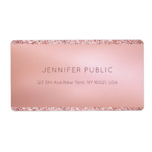 Elegant Roos Gold Glitter Persoonlijke Sjabloon Etiket