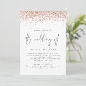 Elegant Roos Gold Glitter QR Code Weddenschap Kaart (Staand voorkant)