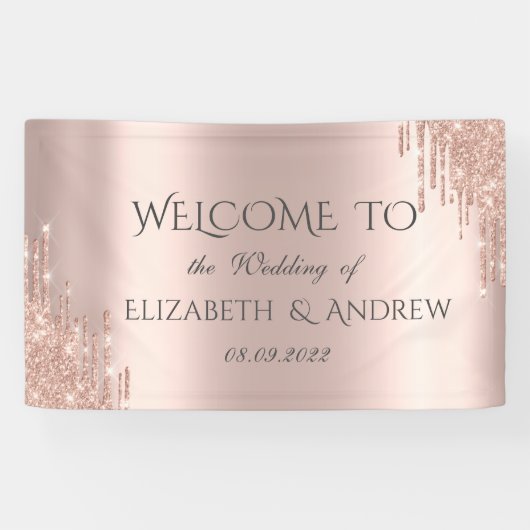Elegant Roos Gold Glitter-schijven Spandoek (Horizontaal)