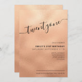 Elegant Roos Gold Glitter Script 21st verjaardag Kaart (Voorkant / Achterkant)