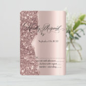 Elegant Roos Gold Glitter Script RSVP Kaart (Staand voorkant)