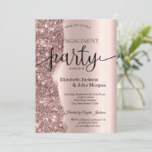 Elegant Roos Gold Glitter Script Verloving Kaart (Staand voorkant)