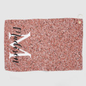 Elegant Roos Gold Glitter Sparkle Monogram Womens Golfhanddoek (Horizontaal)