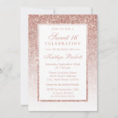 Elegant Roos Gold Glitter Sweet 16 Birthday Kaart (Voorkant)