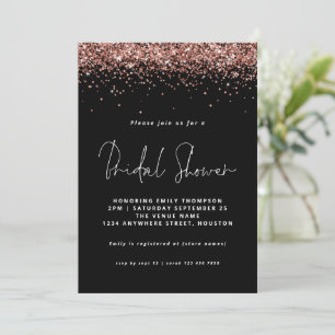 Elegant Roos Gold Glitter Vrijgezellenfeest Black Kaart