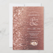 Elegant Roos Gold Glitter Wedding Kaart (Voorkant)