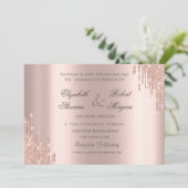 Elegant Roos Gold Glitter Wedding Kaart (Staand voorkant)