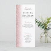 Elegant Roos Gold Glitter Wedding Program Card (Staand voorkant)