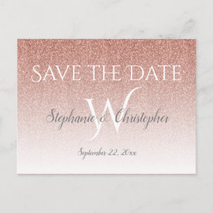 Elegant Roos Gold Glitter Wedding Save the Date Briefkaart