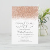 Elegant Roos Gold Glitter Wedding Uitnodiging (Staand voorkant)