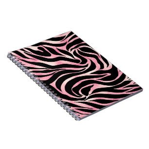 Elegant Roos Gold Glitter Zebra Black Animal Print Notitieboek