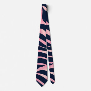 Elegant Roos Gold Glitter Zebra Blue Animal Print Stropdas