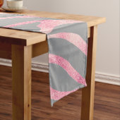 Elegant Roos Gold Glitter Zebra Grey Animal Print Medium Tafelloper (Voorbeeld)