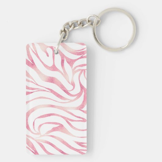 Elegant Roos Gold Glitter Zebra White Animal Print Sleutelhanger (achterkant)
