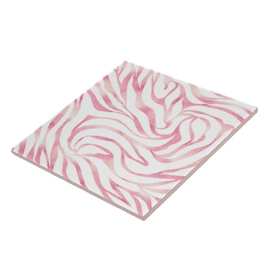 Elegant Roos Gold Glitter Zebra White Animal Print Tegeltje (Zijkant)