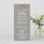Elegant Roos Gold & Gray Wedding Program Programma (Staand voorkant)