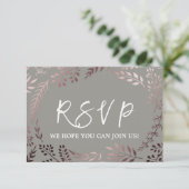 Elegant Roos Gold & Grey Wedding Website RSVP-kaar RSVP Kaartje (Staand voorkant)