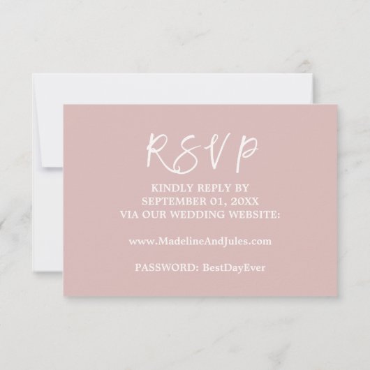 Elegant Roos Gold & Grey Wedding Website RSVP-kaar RSVP Kaartje (Achterkant)