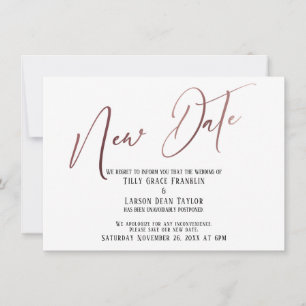 Elegant Roos Gold Handwriting New Date Kaart