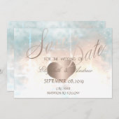 Elegant Roos Gold Heart Wedding Save the date (Voorkant / Achterkant)