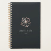 Elegant Roos Gold Hibiscus Flower Personalized Planner (Voorkant)