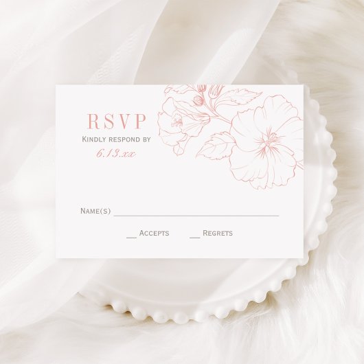 Elegant Roos Gold Hibiscus Flowers Weddenschap RSVP Kaartje