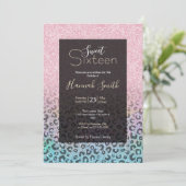 Elegant Roos Gold Iridescent Glitter Leopard Print Kaart (Staand voorkant)