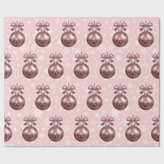 Elegant Roos Gold Kerstannament Patroon Cadeaupapier (Vlak)