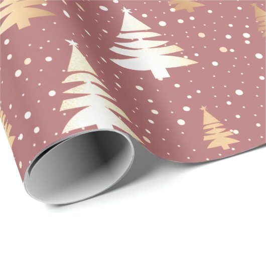 Elegant Roos Gold kerstboompatroon Cadeaupapier (Rol Hoek)