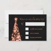 Elegant Roos Gold kerstbruiloft RSVP (Voorkant)