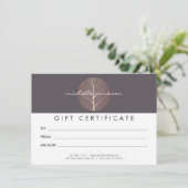 Elegant Roos Gold Leaf Paarse Cadeaubon (Staand voorkant)