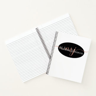 Elegant Roos Gold lettering op zwart Notitieboek