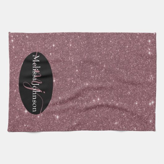 Elegant Roos Gold-lettering op zwarte keuken naar Theedoek (Horizontaal)