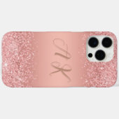 Elegant Roos Gold Luxe Shimmer Monogram Case-Mate iPhone Case (Achterkant (horizontaal))