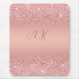 Elegant Roos Gold Luxe Shimmer Monogram Muismat