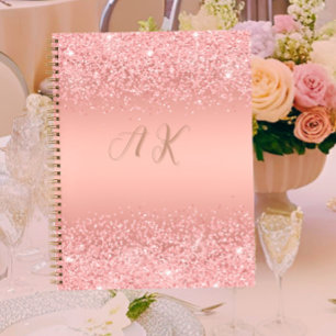 Elegant Roos Gold Luxe Shimmer Monogram Notitieboek