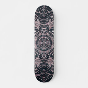 Elegant Roos Gold Mandala Grey Nebula Design Skateboard