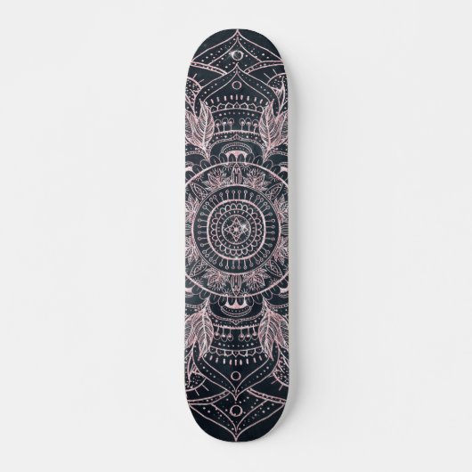 Elegant Roos Gold Mandala Grey Nebula Design Skateboard (Voorkant)