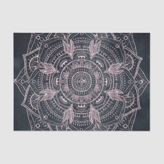 Elegant Roos Gold Mandala Grey Nebula Design Tissuepapier (Voorkant)