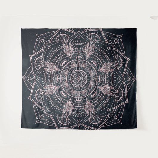 Elegant Roos Gold Mandala Grey Nebula Design Wandkleed (Voorkant (horizontaal))