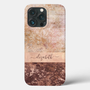Elegant Roos Gold Marble Agate Script Hoesje-Mate iPhone 13 Pro Hoesje