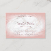 Elegant Roos Gold Marble Handgeschreven Script Mod Visitekaartje (Achterkant)