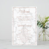 Elegant Roos Gold Marble Modern Wedding Programme (Staand voorkant)