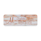 Elegant Roos Gold Marble Script Retouradres Etiket (Voorkant)