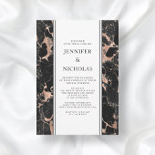 Elegant Roos Gold Marble Virtual Wedding Kaart