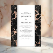 Elegant Roos Gold Marble Virtual Wedding Kaart
