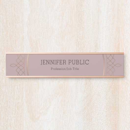 Elegant Roos Gold Modern Simple Sjabloon Top Deurbordje (Voorkant)