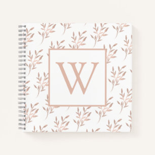 Elegant Roos Gold Monogram Foliage Notitieboek