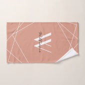 Elegant Roos Gold Monogram Geometric Name Script Handdoek (Handdoek)